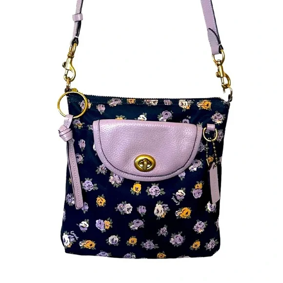 Coach Floral Crossbody Bag - Navy and Lavender - Picture 1 of 13